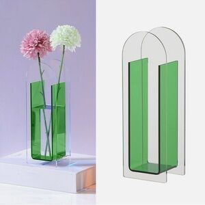 Modern Green and Clear Acrylic Flower Vase